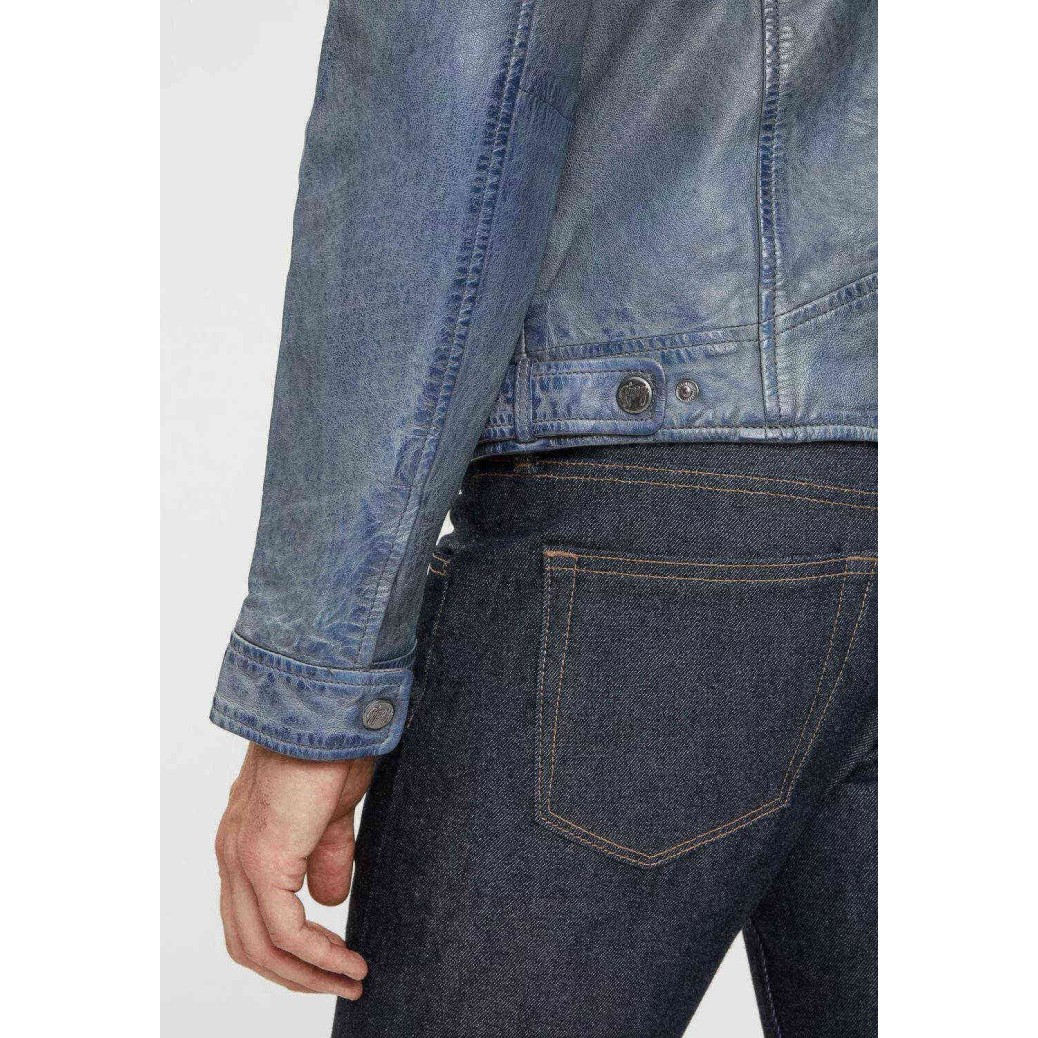 Geaca de Piele Barbati Gipsy Albastru Deschis GMBarlo LONTV – IMBRACAMINTE