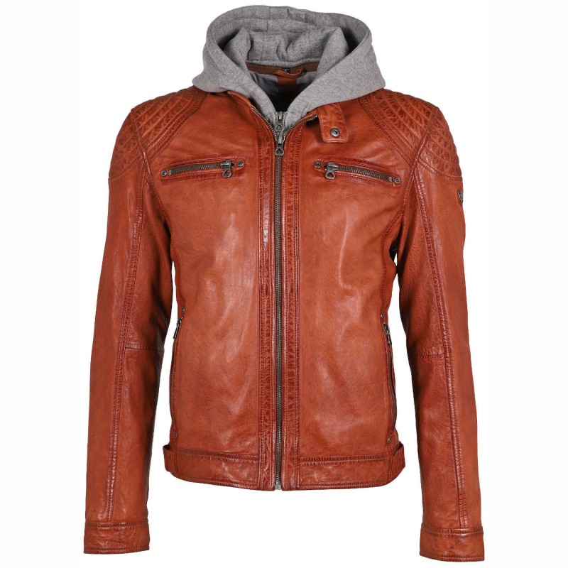 Geaca de Piele Barbati Gipsy Coniac GMBarlo LONTV – IMBRACAMINTE