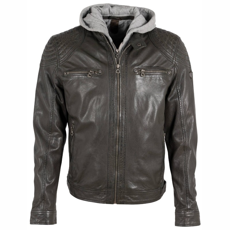 Geaca de Piele Barbati Gipsy Olive Inchis GMBarlo LONTV – IMBRACAMINTE