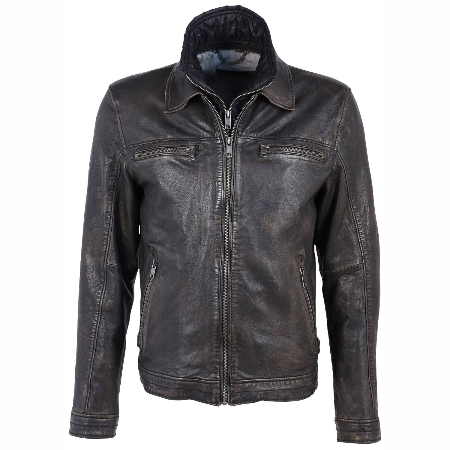 Geaca de Piele Barbati Gipsy Negru Antic GMBarthol LAROV W – IMBRACAMINTE