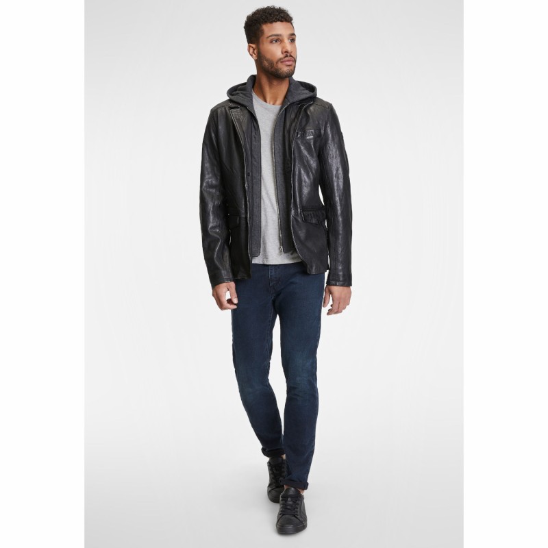 Geaca de Piele Barbati Gipsy Neagra GMBasie – IMBRACAMINTE