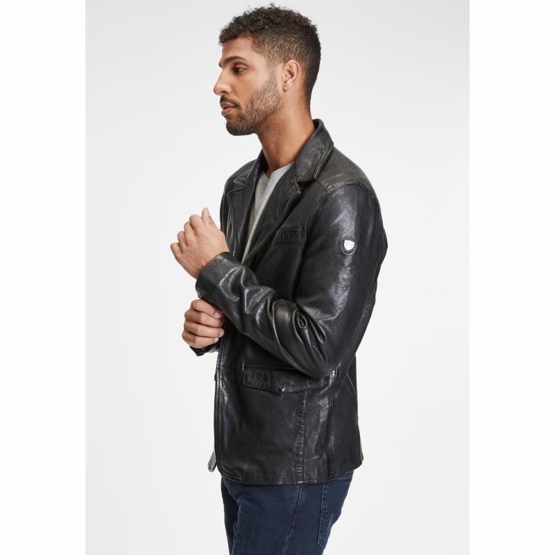 Geaca de Piele Barbati Gipsy Neagra GMBasie – IMBRACAMINTE