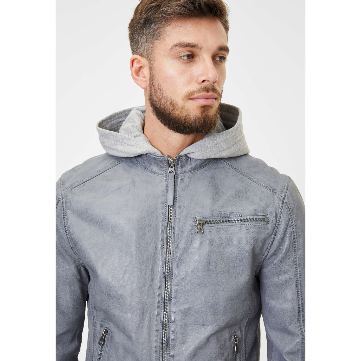 Geaca de Piele Barbati Gipsy Albastru Prafuit GMBaxder – Geci de Piele