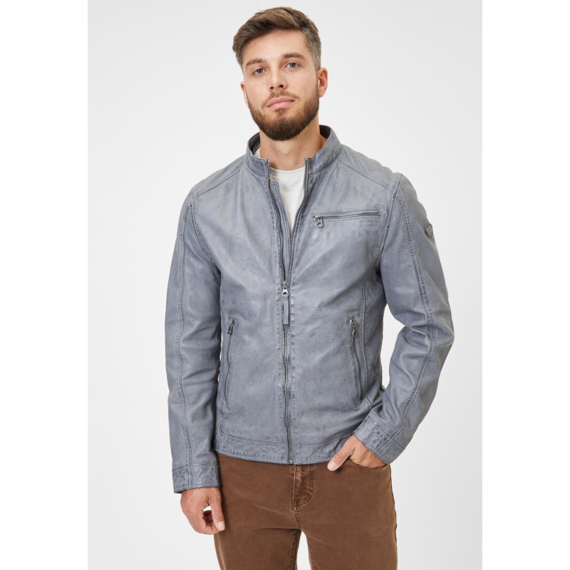 Geaca de Piele Barbati Gipsy Albastru Prafuit GMBaxder – Black Friday