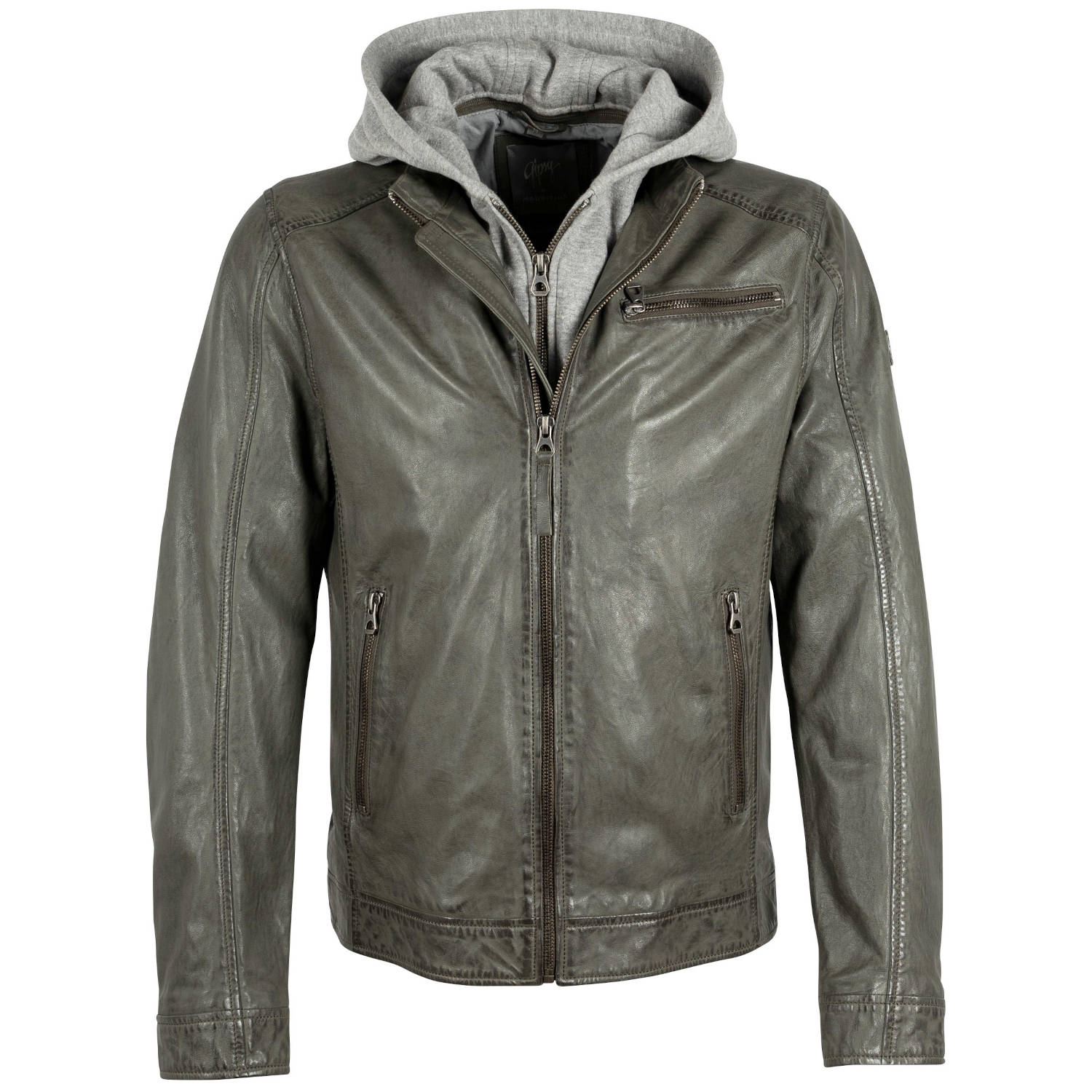 Geaca de Piele Barbati Gipsy Verde Prafuit GMBaxder – Geci de Piele