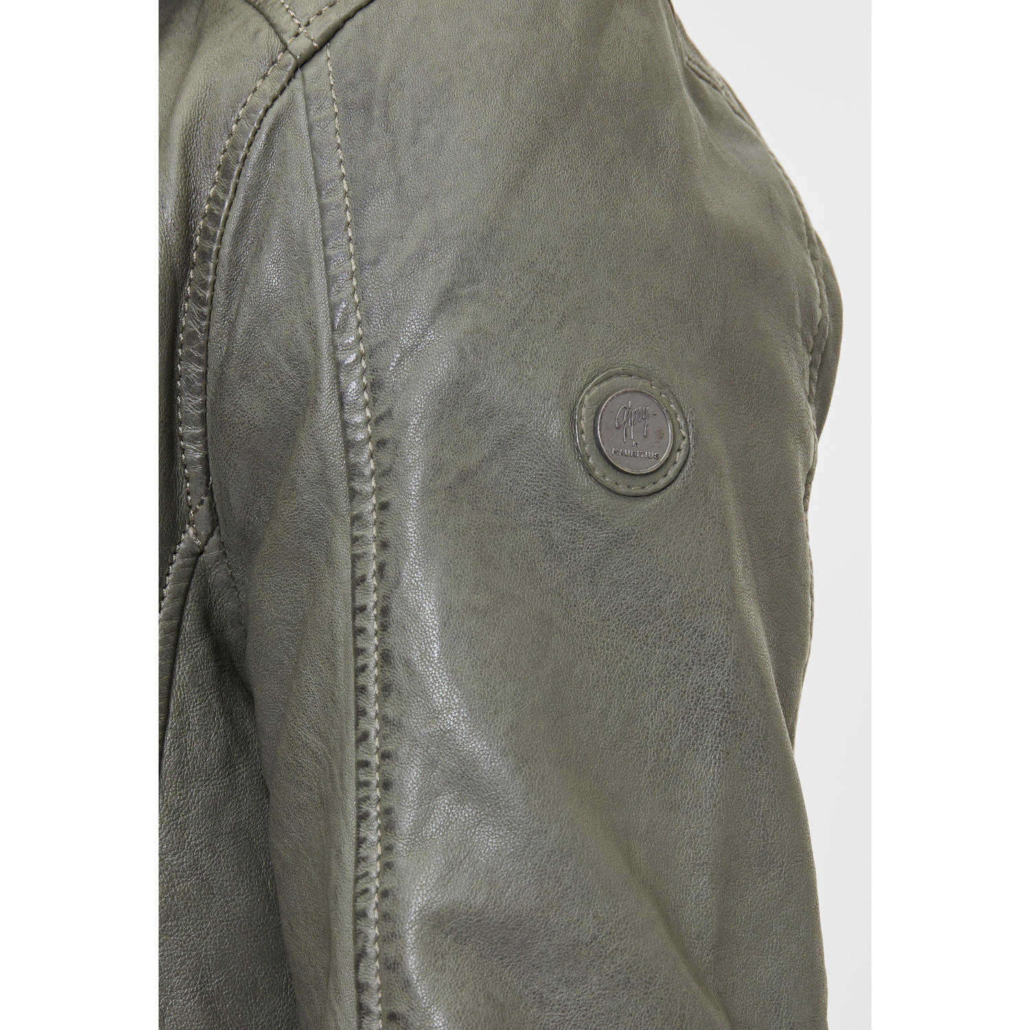 Geaca de Piele Barbati Gipsy Verde Prafuit GMBaxder – Geci de Piele