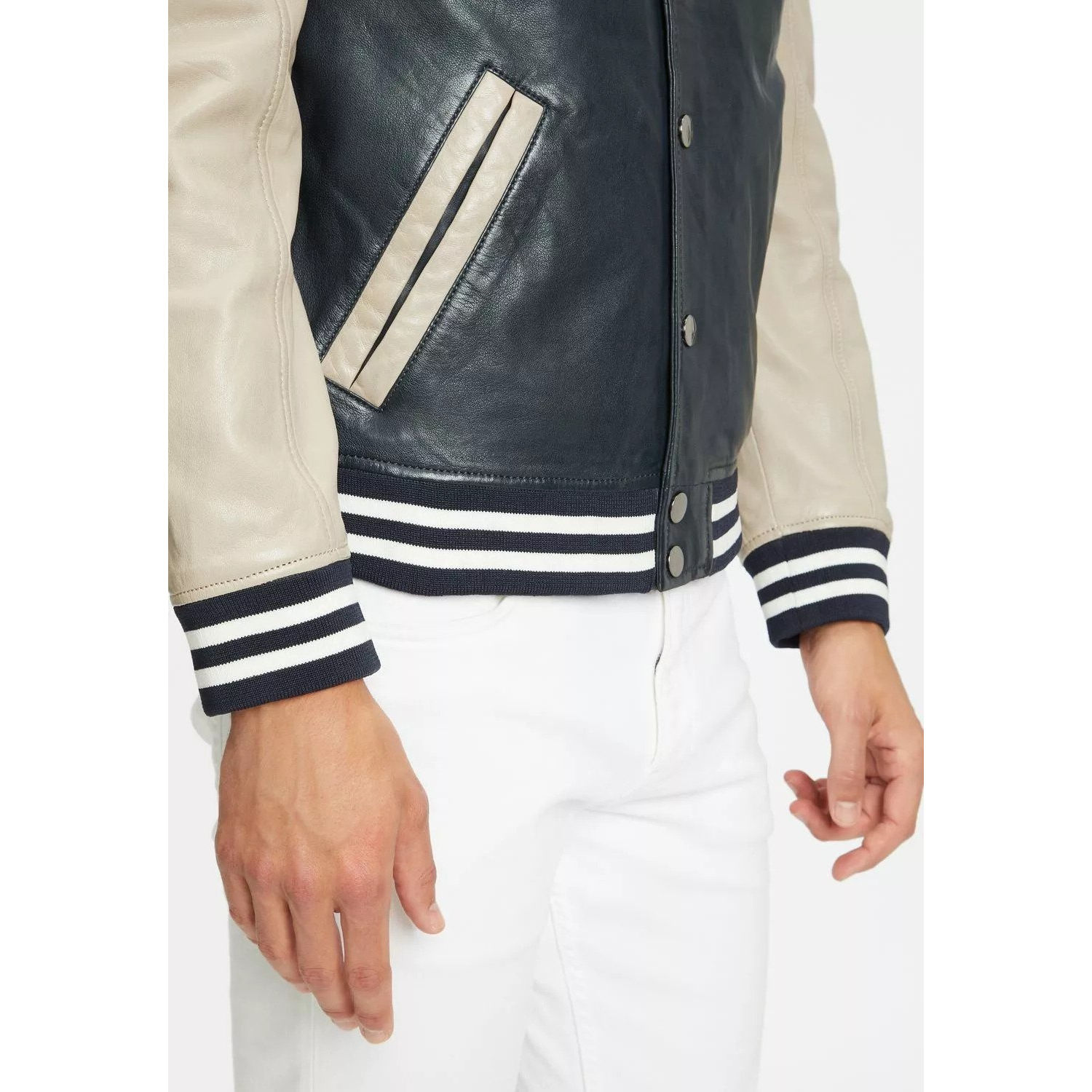 Geaca de Piele Barbati Gipsy Bleumarin/Bej GMBluno 2 – Black Friday