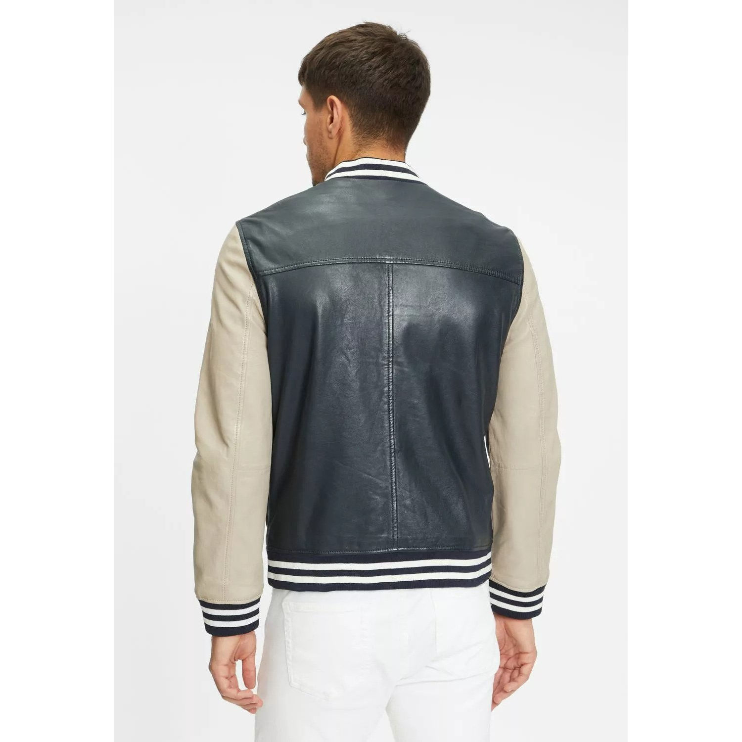 Geaca de Piele Barbati Gipsy Bleumarin/Bej GMBluno 2 – IMBRACAMINTE