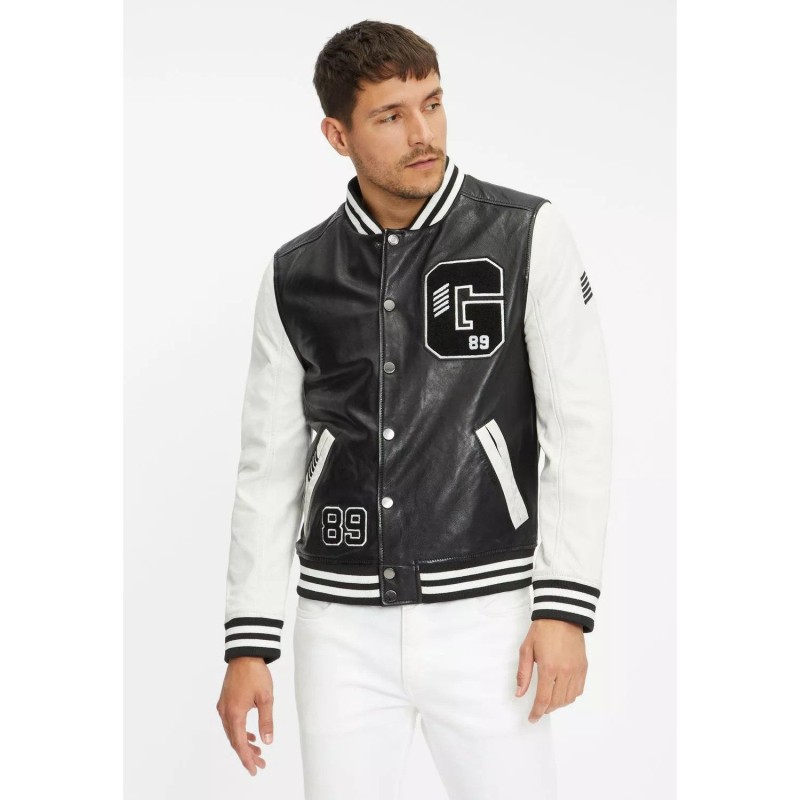 Geaca de Piele Barbati Gipsy Negru/Alb GMBluno – Black Friday Geaca de Piele Barbati Gipsy Negru/Alb GMBluno – Black Friday