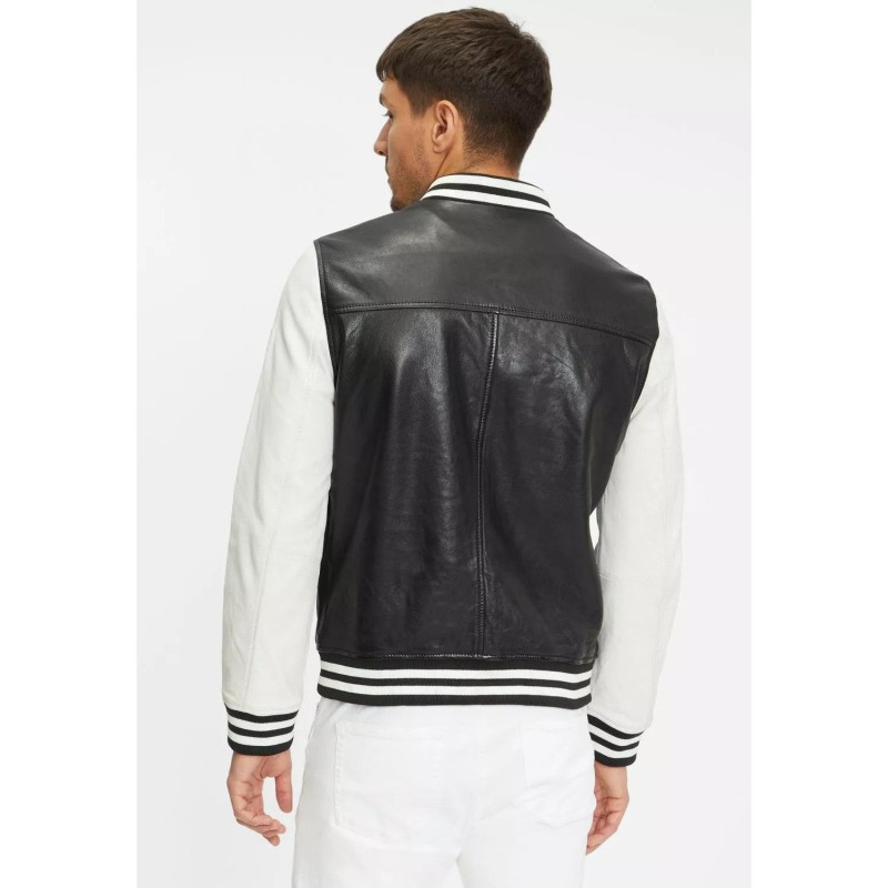 Geaca de Piele Barbati Gipsy Negru/Alb GMBluno – Black Friday Geaca de Piele Barbati Gipsy Negru/Alb GMBluno – Black Friday