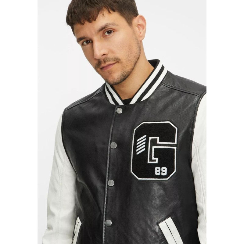 Geaca de Piele Barbati Gipsy Negru/Alb GMBluno – Black Friday Geaca de Piele Barbati Gipsy Negru/Alb GMBluno – Black Friday