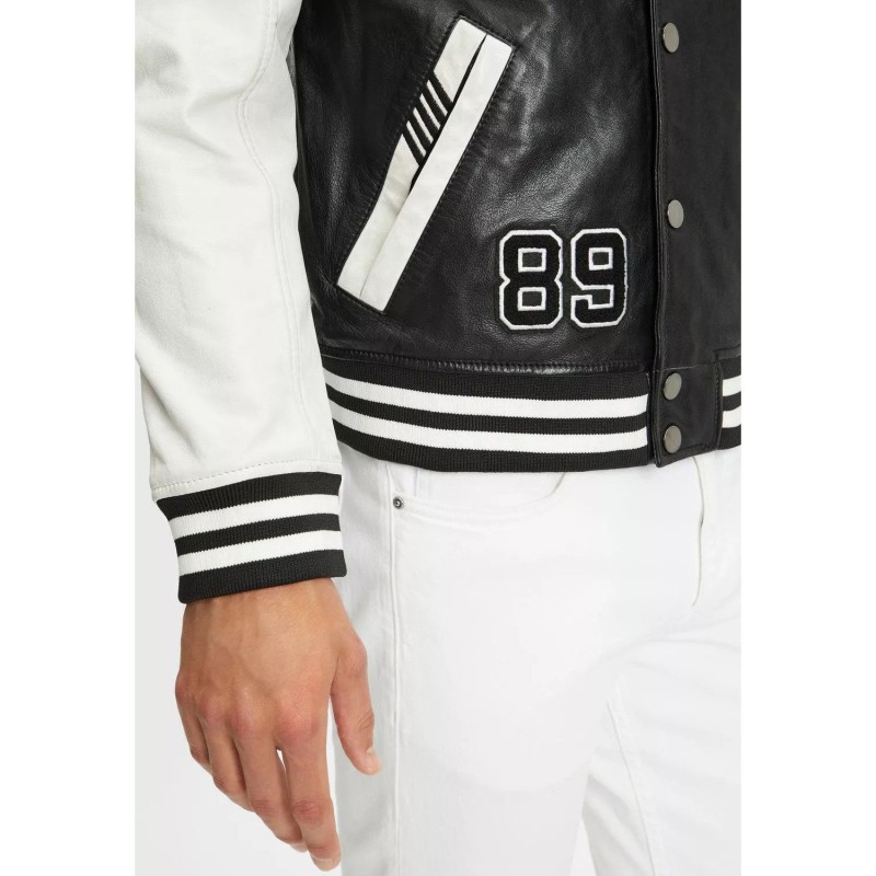 Geaca de Piele Barbati Gipsy Negru/Alb GMBluno – Black Friday Geaca de Piele Barbati Gipsy Negru/Alb GMBluno – Black Friday