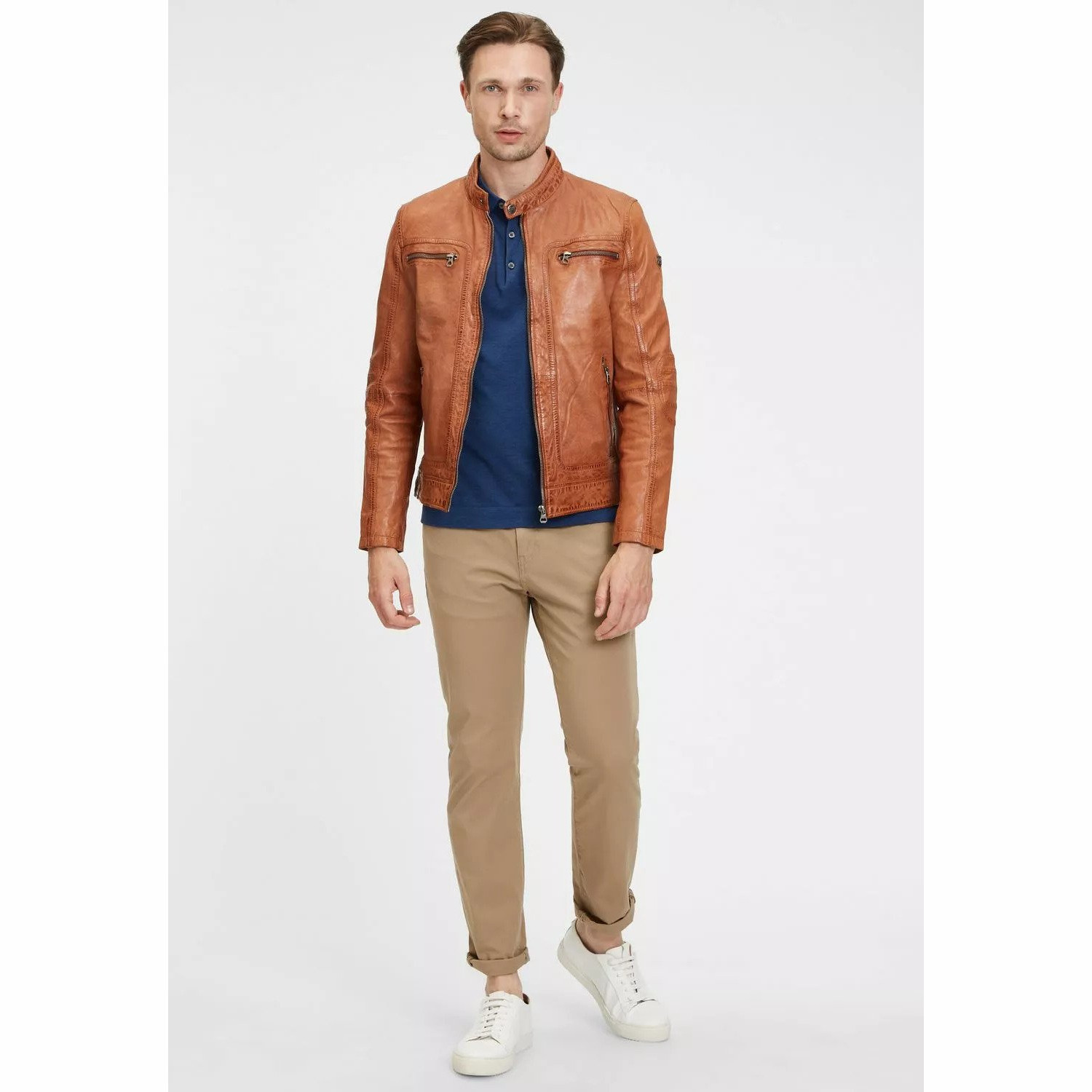 Geaca de Piele Barbati Gipsy Coniac GMBosko LONTV – IMBRACAMINTE