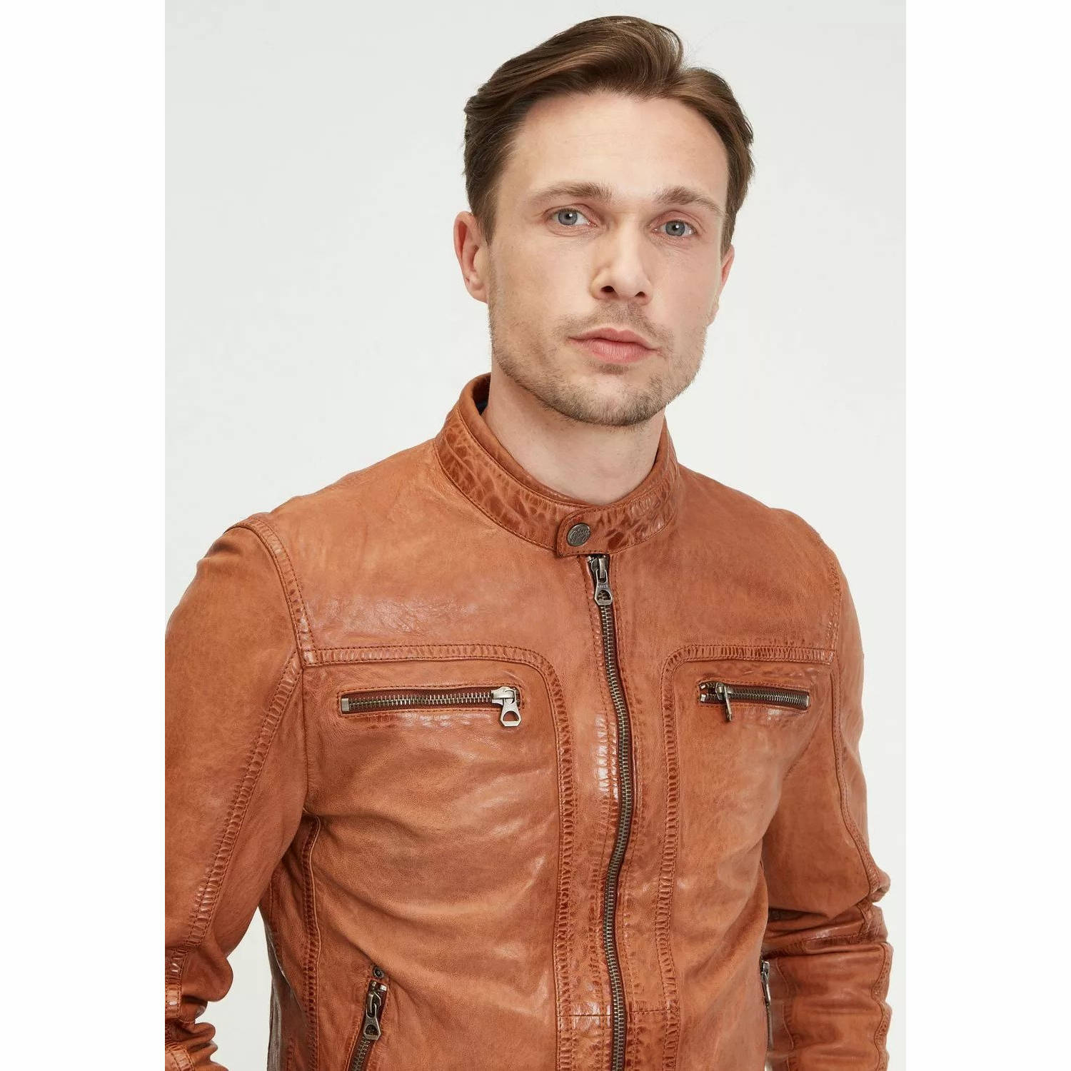 Geaca de Piele Barbati Gipsy Coniac GMBosko LONTV – IMBRACAMINTE