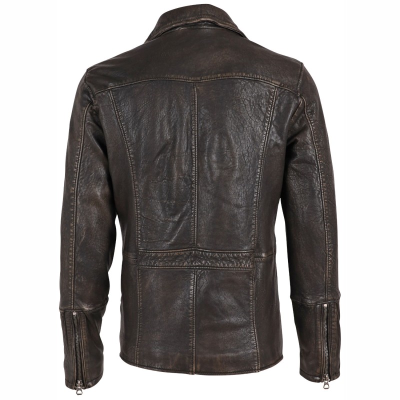 Geaca de Piele Barbati Gipsy Negru Antic GMBusbey LAMOV W – IMBRACAMINTE