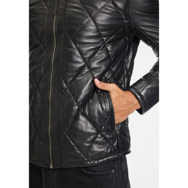Geaca de Iarna din Piele Barbati Gipsy Neagra GMCabon – IMBRACAMINTE — fotografia 7
