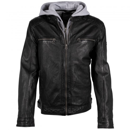 Geaca de Piele Barbati Gipsy Neagra GMCain Geaca de Piele Barbati Gipsy Neagra GMCain