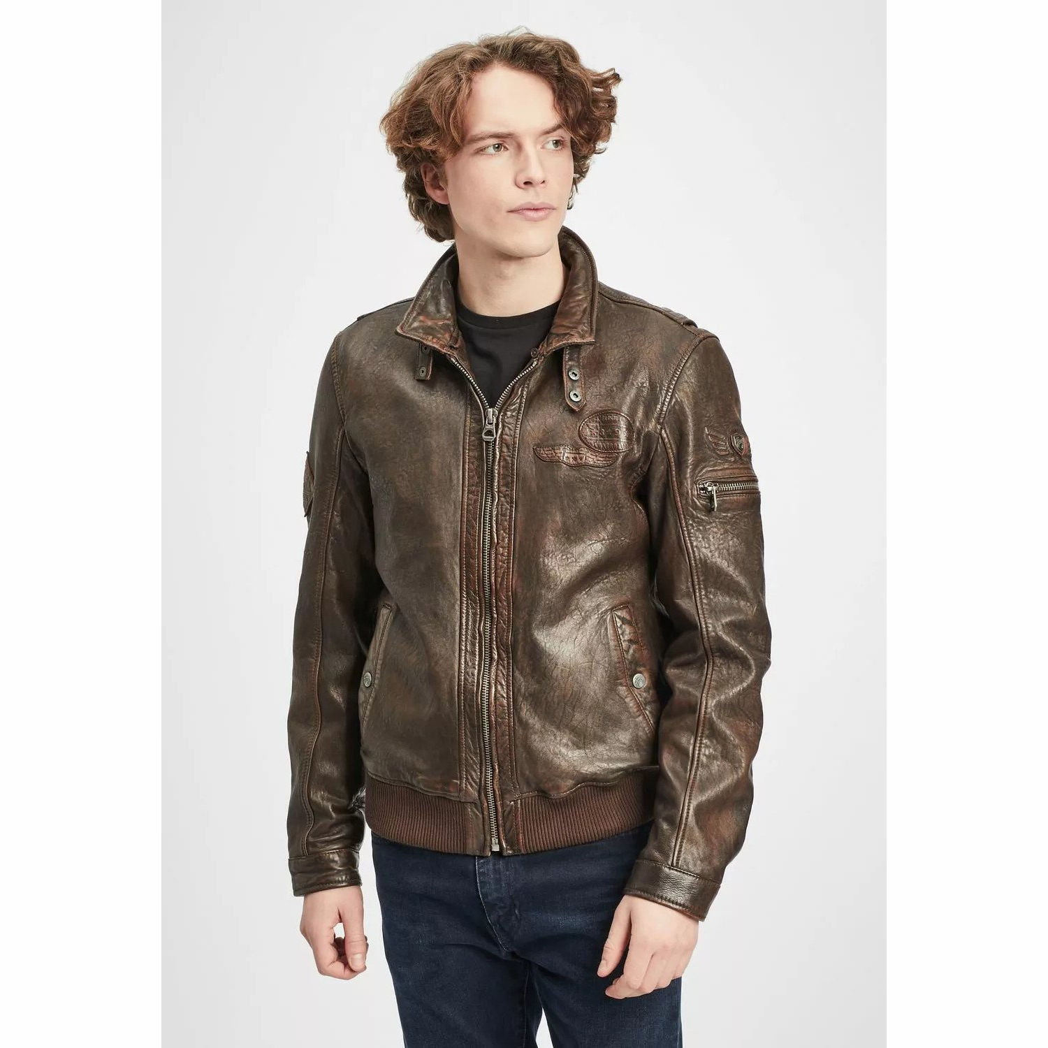 Geaca de Piele Barbati Gipsy Maro Antic GMCanjon LAMAV W – Black Friday