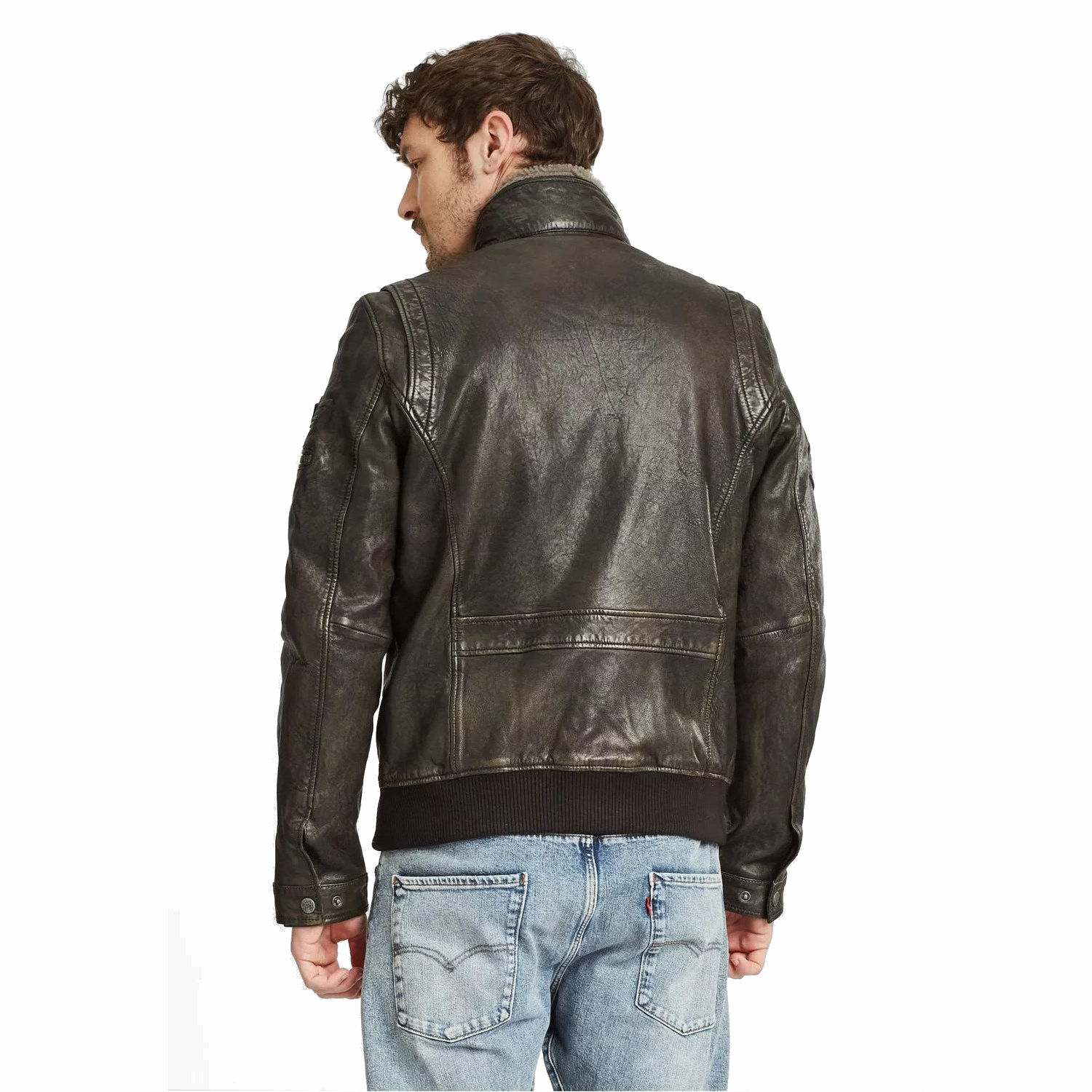 Geaca de Piele Barbati Gipsy Negru Antic GMCanjon LAMAV W – IMBRACAMINTE