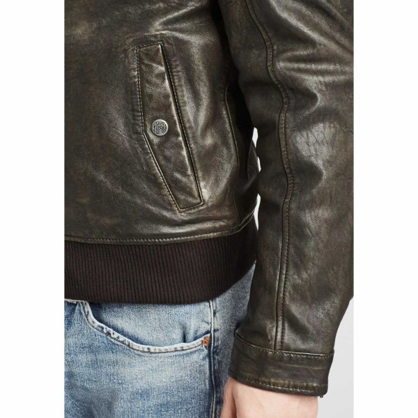 Geaca de Piele Barbati Gipsy Negru Antic GMCanjon LAMAV W – IMBRACAMINTE — fotografia 4