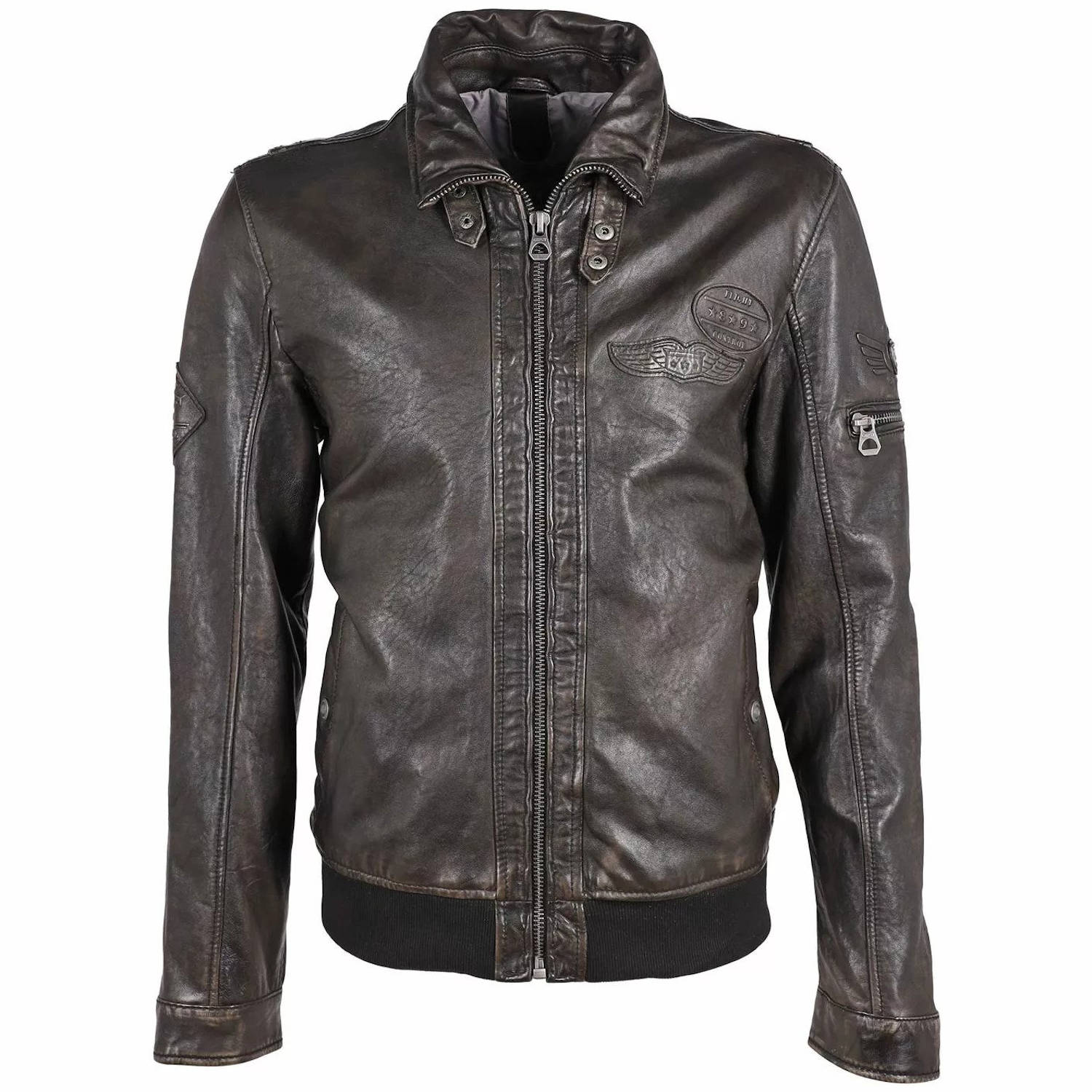 Geaca de Piele Barbati Gipsy Negru/Gri GMCanjon S22 LAMAV – Black Friday