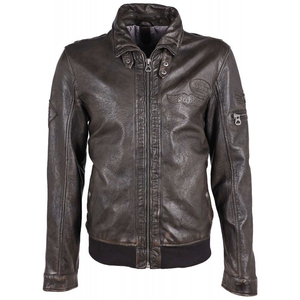 Geaca de Piele Barbati Gipsy Neagra GMCanjon - readytowear