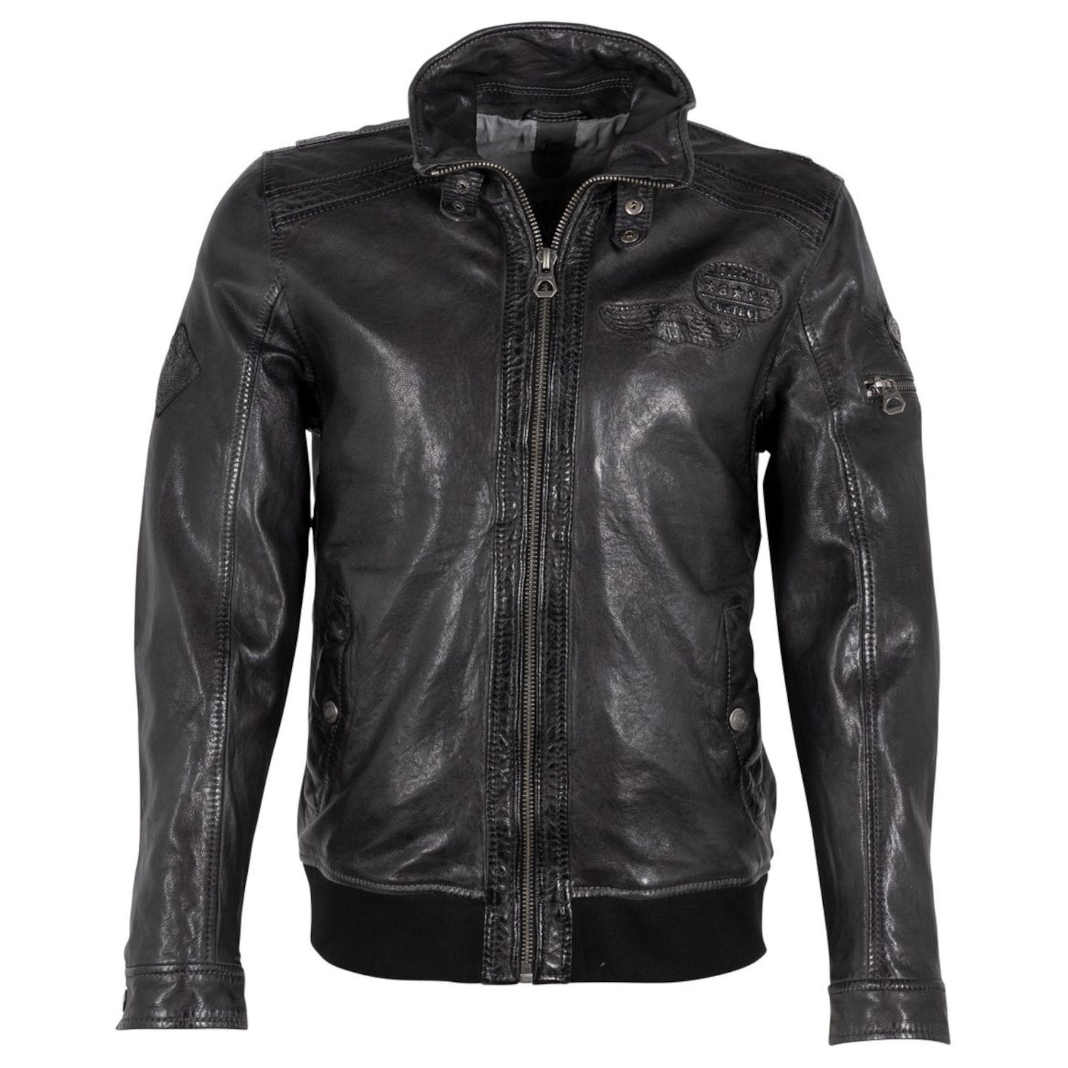 Geaca de Piele Barbati Gipsy Negru Antic GMCanjon – IMBRACAMINTE