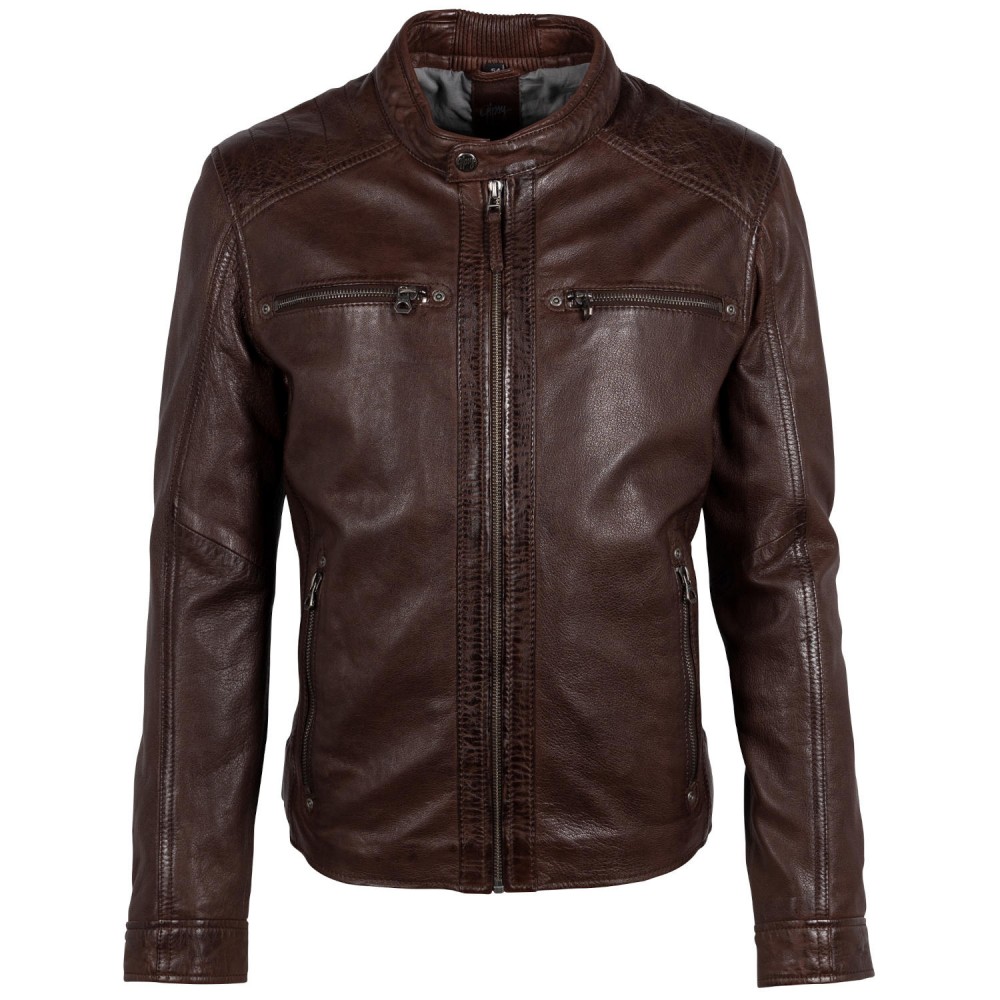 Geaca de Piele Barbati Gipsy Castanie GMChard Geaca de Piele Barbati Gipsy Castanie GMChard - readytowear.ro