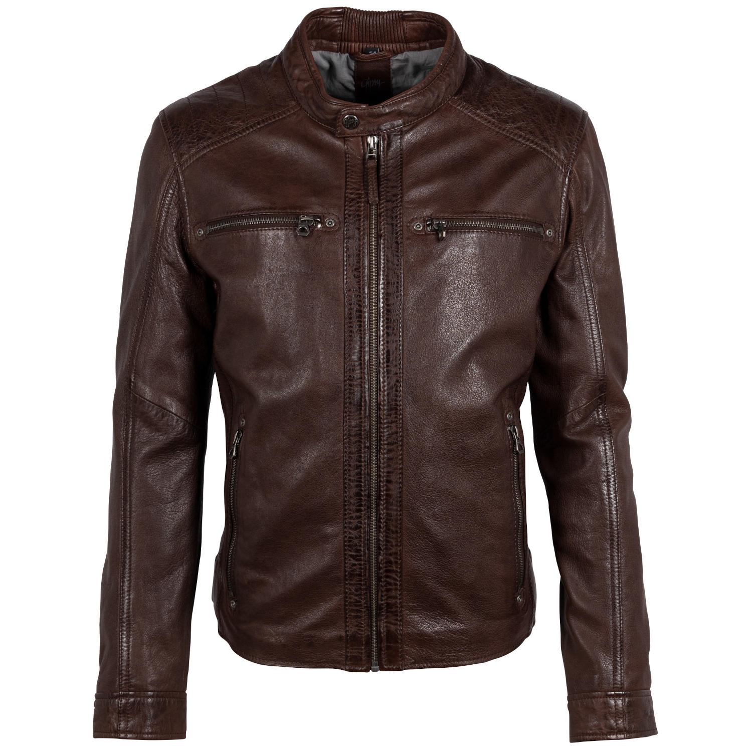 Geaca de Piele Barbati Gipsy Castanie GMChard – IMBRACAMINTE