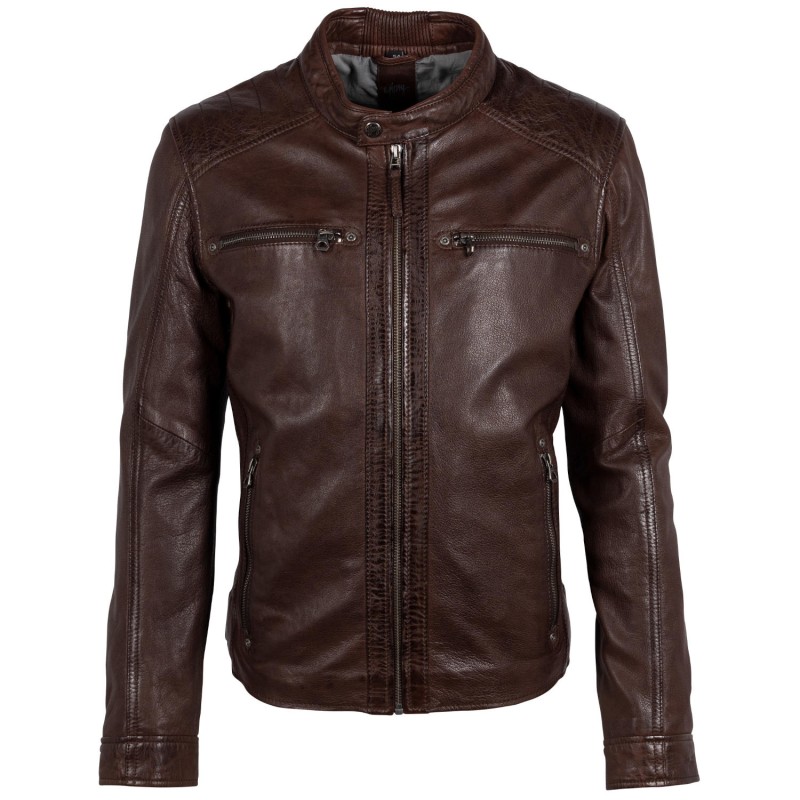 Geaca de Piele Barbati Gipsy Castanie GMChard – IMBRACAMINTE