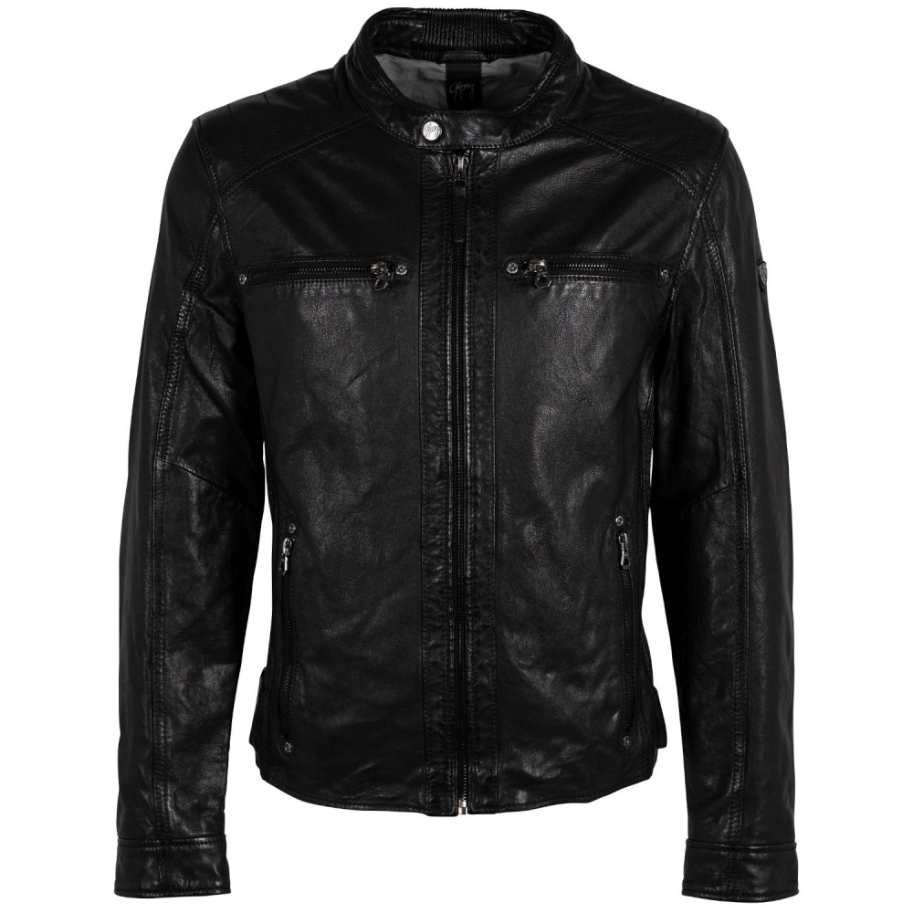 Geaca de Piele Barbati Gipsy Neagra GMChard - readytowear.ro