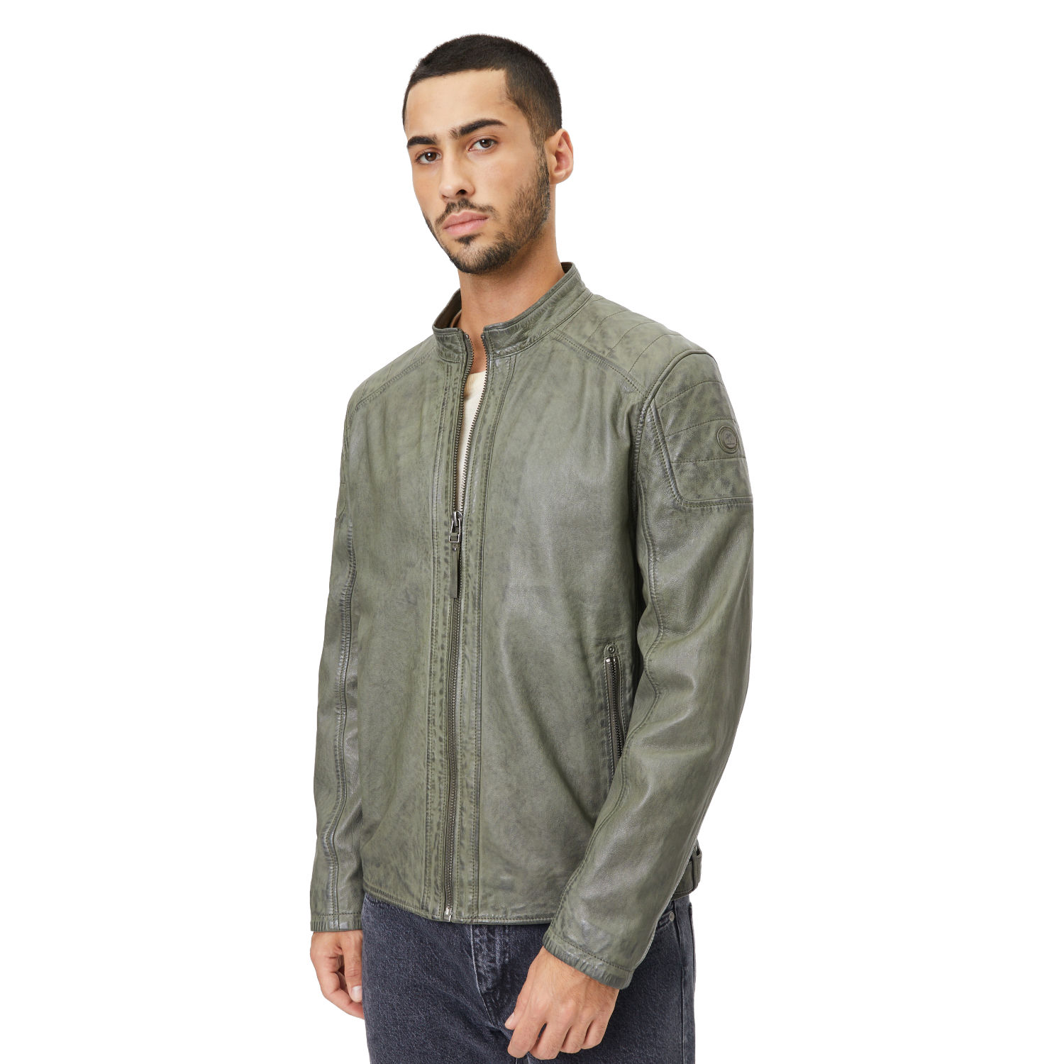 Geaca de Piele Barbati Gipsy Verde Prafuit GMChardy – Black Friday