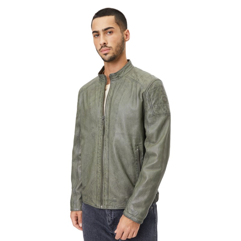 Geaca de Piele Barbati Gipsy Verde Prafuit GMChardy – Black Friday