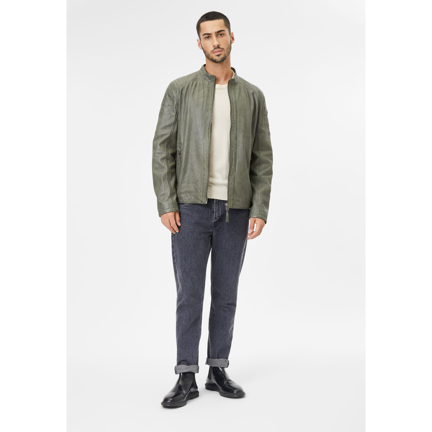 Geaca de Piele Barbati Gipsy Verde Prafuit GMChardy – Black Friday