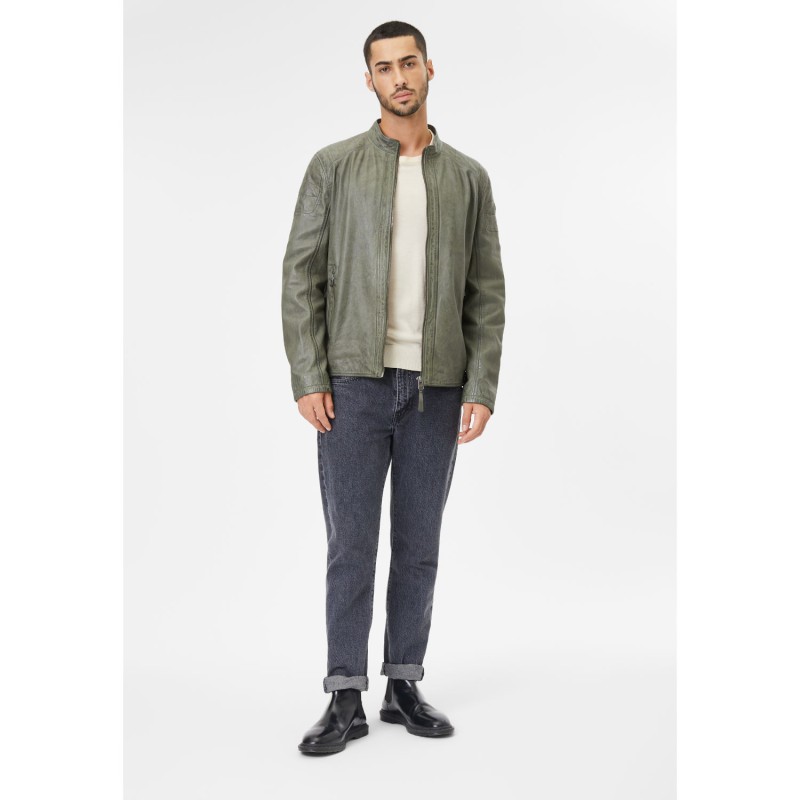 Geaca de Piele Barbati Gipsy Verde Prafuit GMChardy – Black Friday