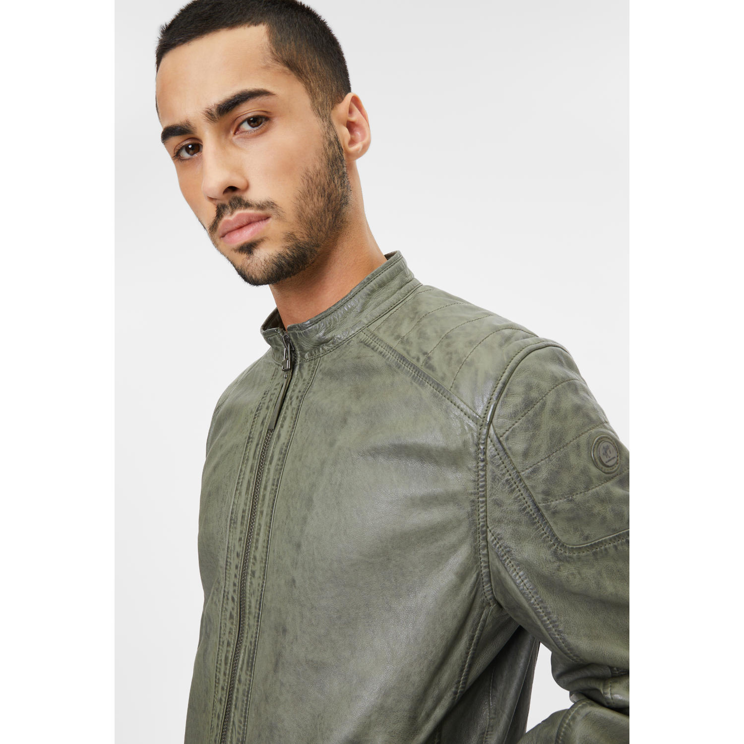 Geaca de Piele Barbati Gipsy Verde Prafuit GMChardy – Black Friday