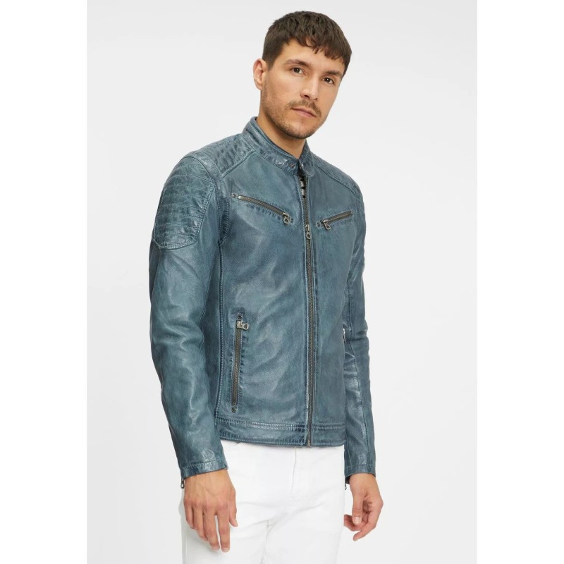 Geaca de Piele Barbati Gipsy Albastra GMChenno – IMBRACAMINTE Geaca de Piele Barbati Gipsy Albastra GMChenno – IMBRACAMINTE