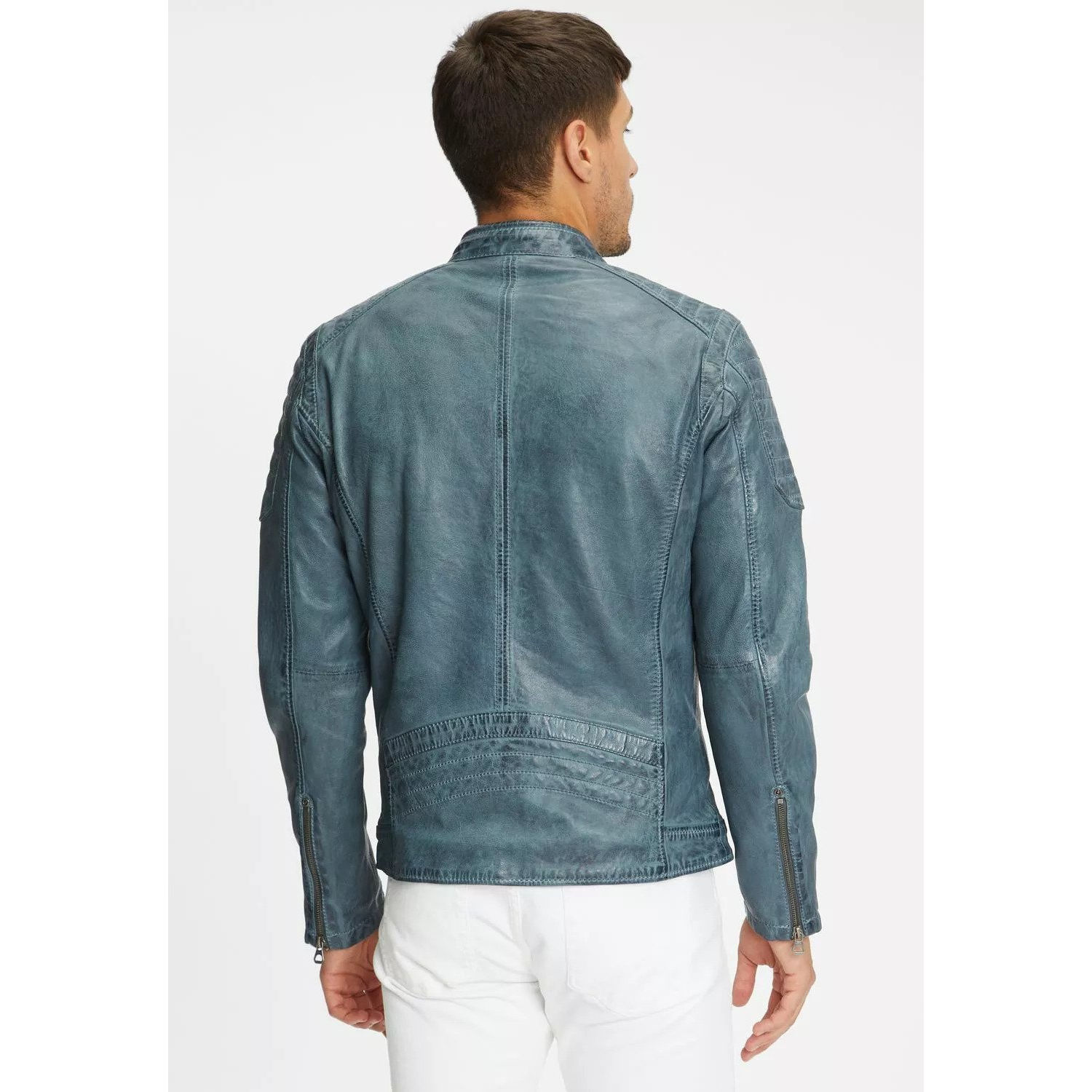 Geaca de Piele Barbati Gipsy Albastra GMChenno – IMBRACAMINTE