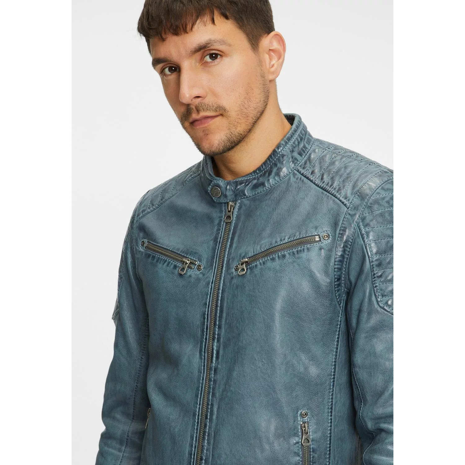 Geaca de Piele Barbati Gipsy Albastra GMChenno – IMBRACAMINTE