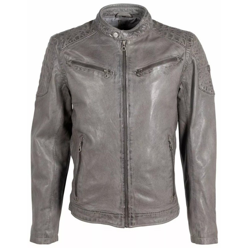 Geaca de Piele Barbati Gipsy Gri GMChenno – Black Friday