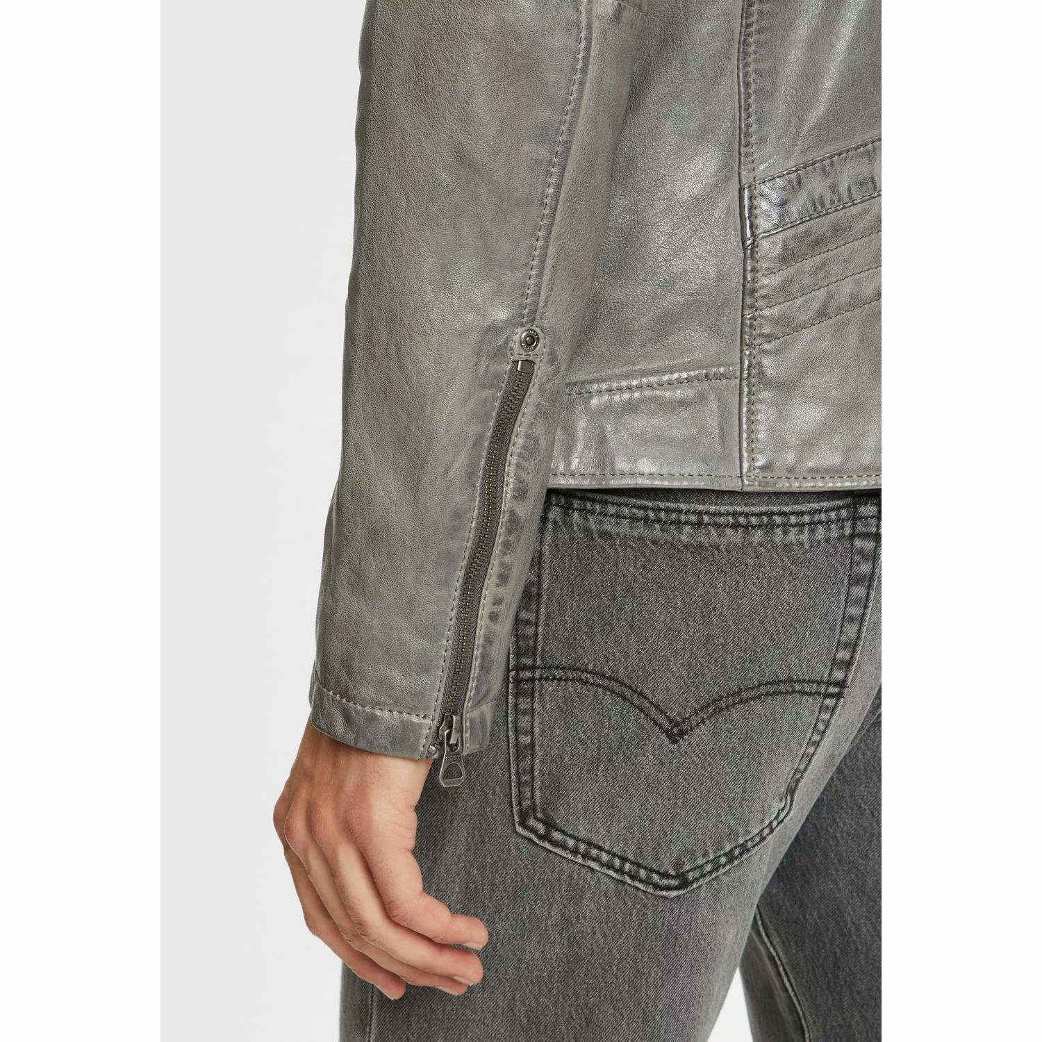 Geaca de Piele Barbati Gipsy Gri GMChenno – Black Friday