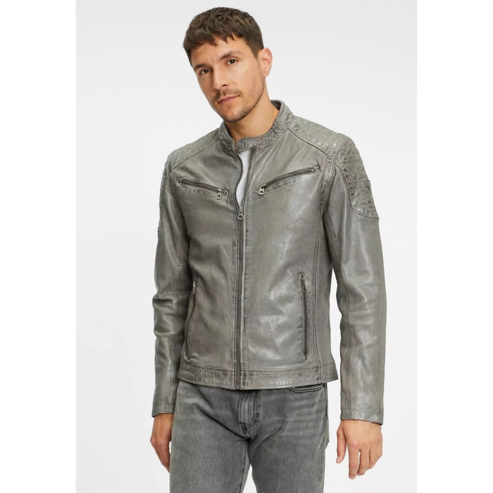 Geaca de Piele Barbati Gipsy Gri GMChenno Geaca de Piele Barbati Gipsy Gri GMChenno - readytowear.ro