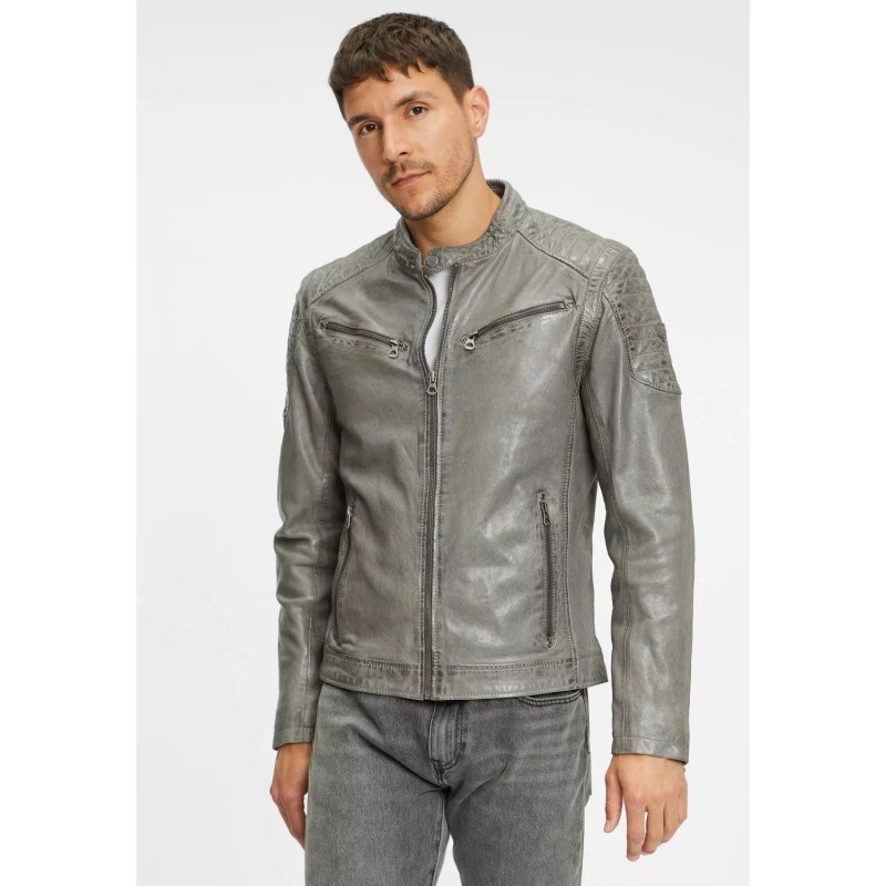 Geaca de Piele Barbati Gipsy Gri GMChenno – Black Friday