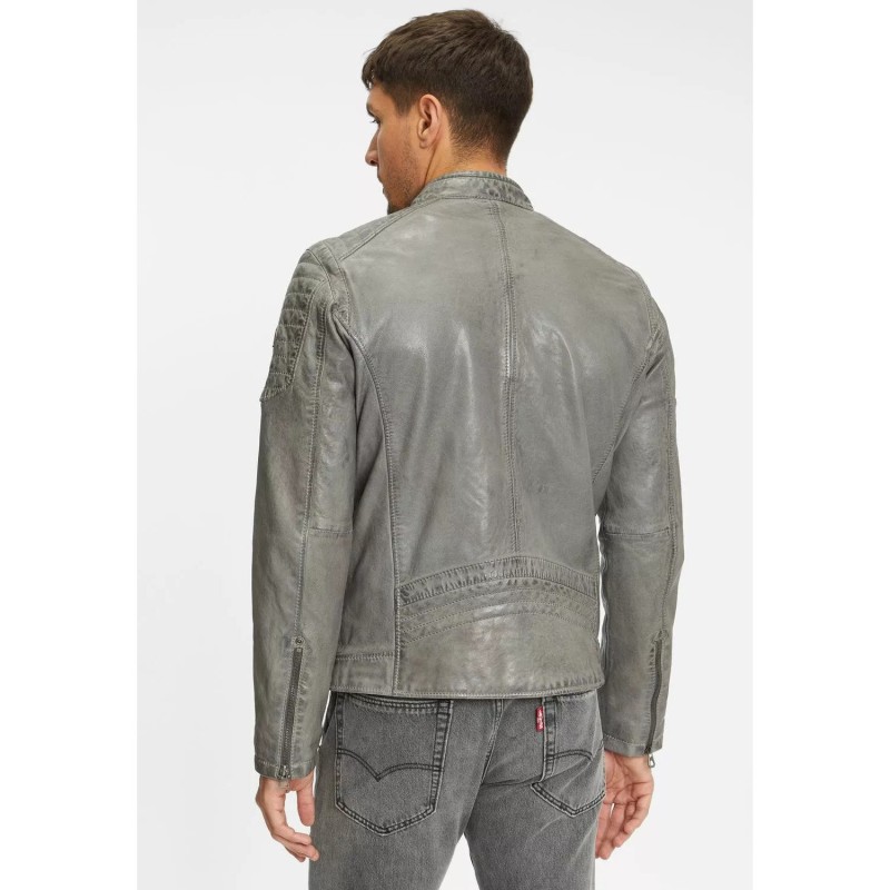 Geaca de Piele Barbati Gipsy Gri GMChenno – Black Friday