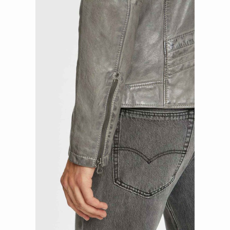 Geaca de Piele Barbati Gipsy Gri GMChenno – Black Friday