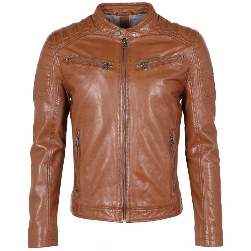 Geaca de Piele Barbati Gipsy Coniac GMChesto LAORV – IMBRACAMINTE