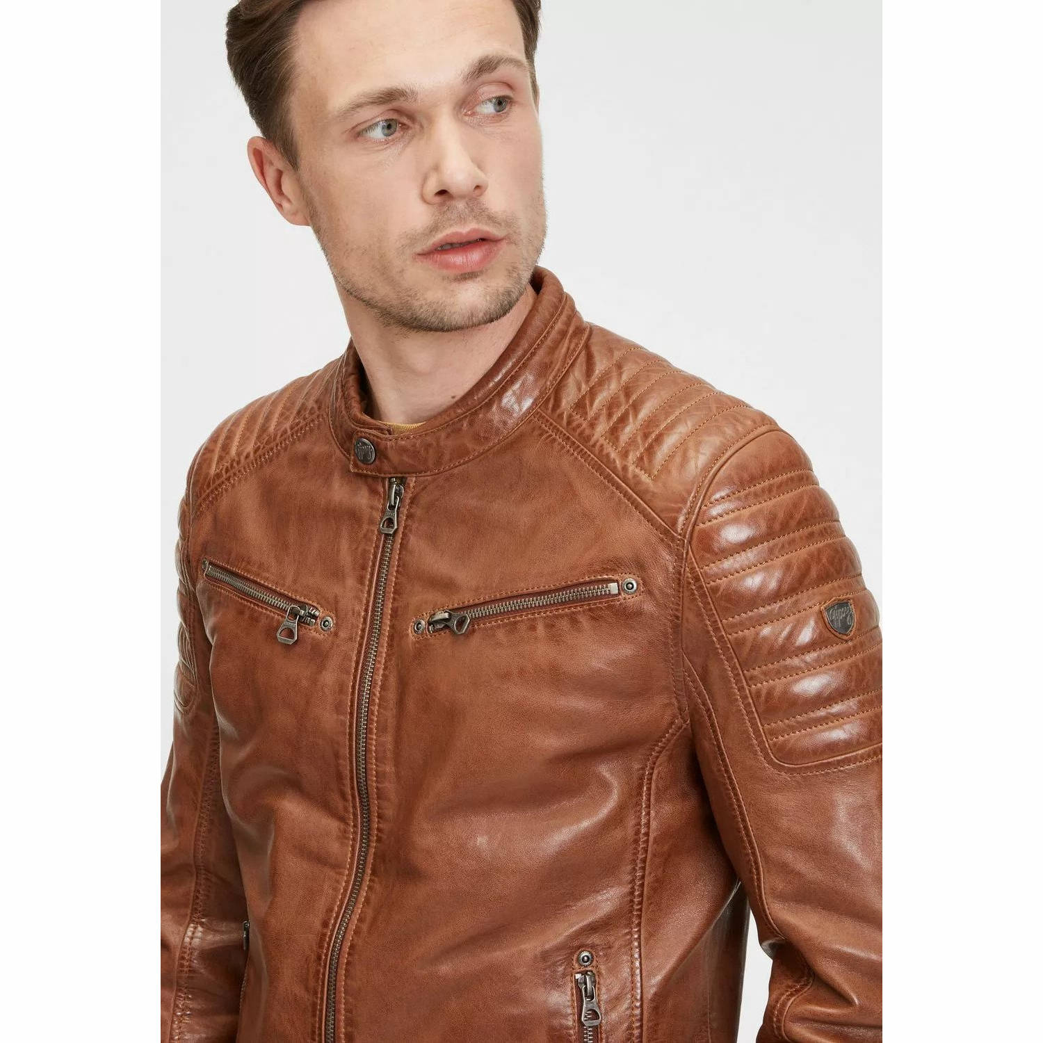 Geaca de Piele Barbati Gipsy Coniac GMChesto LAORV – IMBRACAMINTE