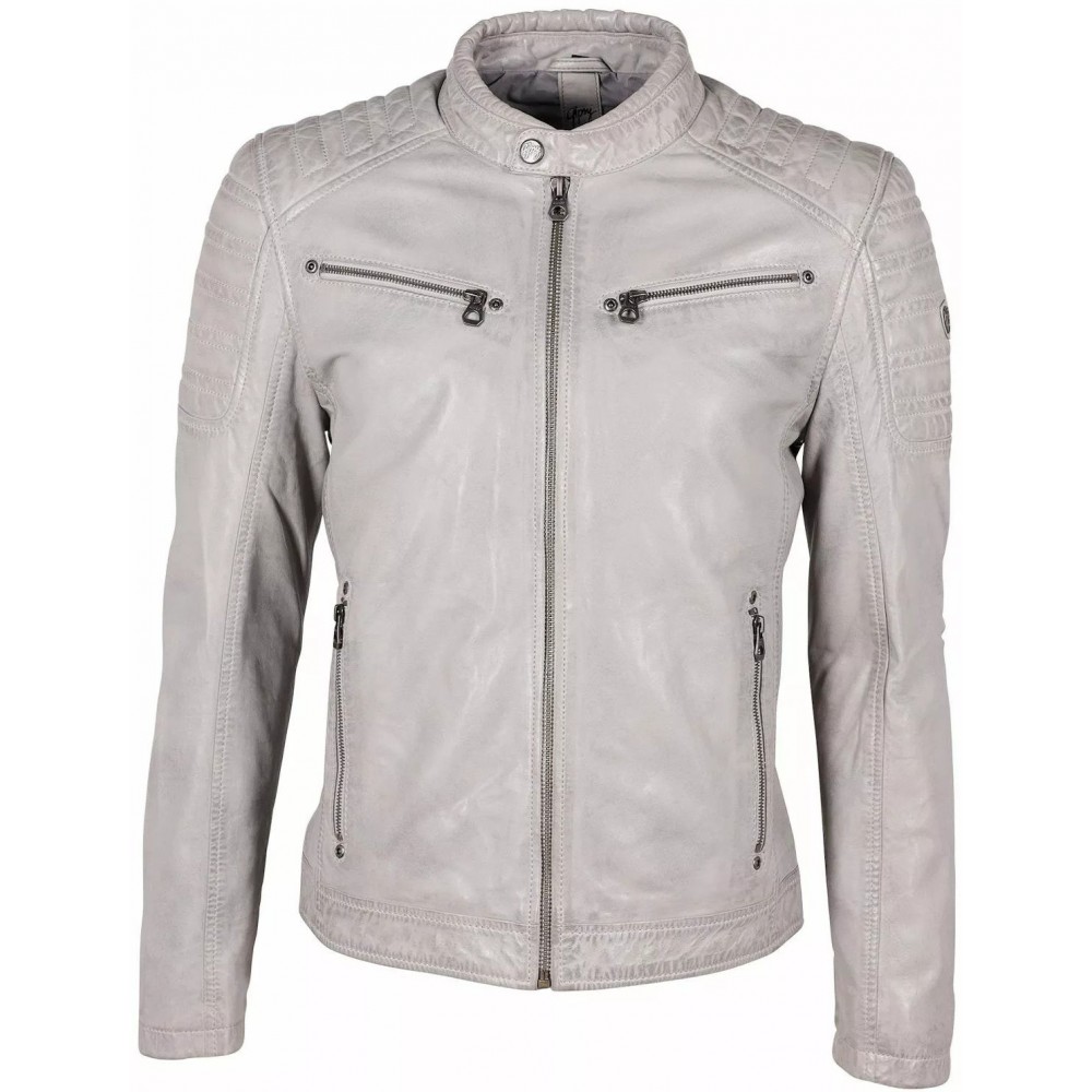 Geaca de Piele Barbati Gipsy Gri Argintiu GMChesto LAORV geci de piele - readytowear.ro