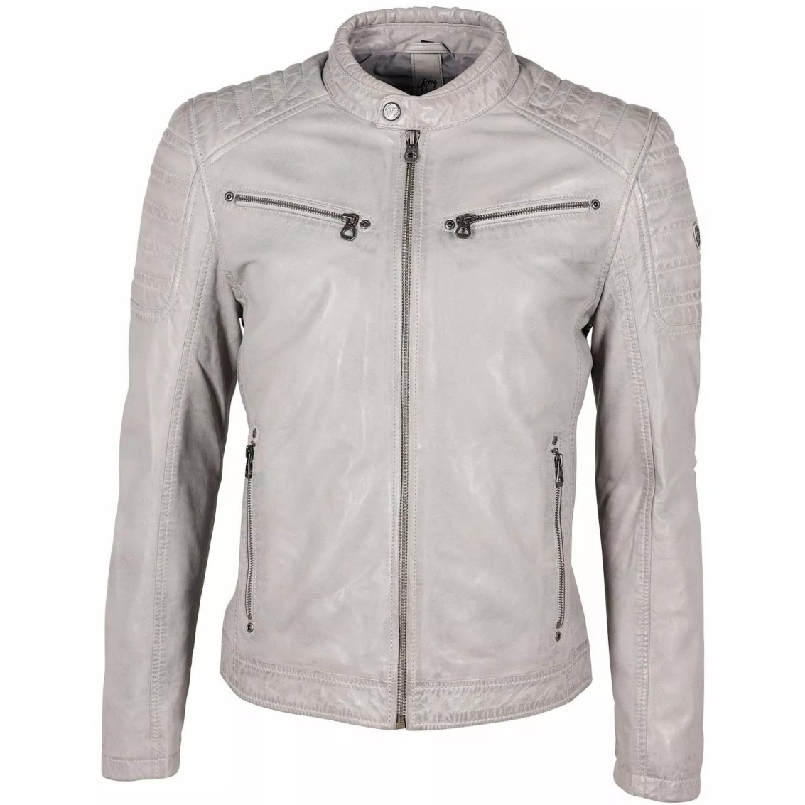 Geaca de Piele Barbati Gipsy Gri Argintiu GMChesto LAORV – Black Friday