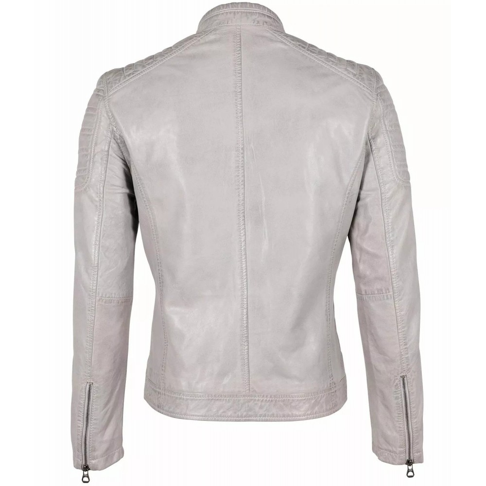 Geaca de Piele Barbati Gipsy Gri Argintiu GMChesto LAORV geci de piele - readytowear.ro